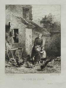 Un angolo del cortile da Charles Emile Jacque