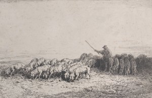 Un branco di maiali da Charles Emile Jacque