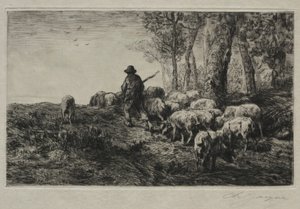 Un branco di maiali da Charles Emile Jacque