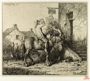 Ingresso a una locanda, con contadino che beve da Charles Emile Jacque
