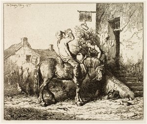 Ingresso a una locanda, con contadino che beve da Charles Emile Jacque