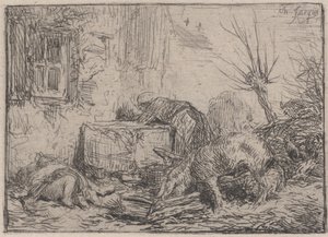 Cortile della fattoria, ca. 1845 da Charles Emile Jacque