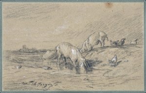 Gregge di maiali da Charles Emile Jacque