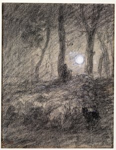 Gregge di pecore al chiaro di luna da Charles Emile Jacque
