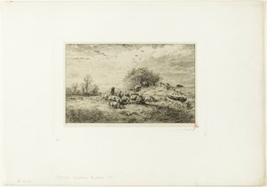 Paesaggio con mandria di maiali da Charles Emile Jacque