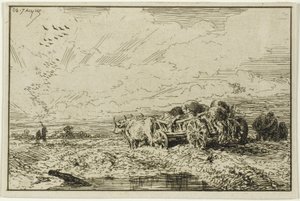Paesaggio con carro trainato da buoi