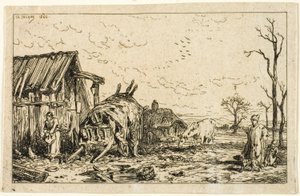 Paesaggio con Carro Sganciato da Charles Emile Jacque