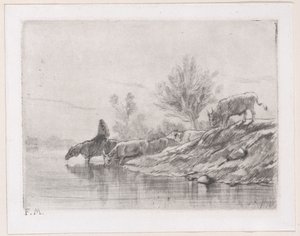 Paesaggio con bestiame, 1848 da Charles Emile Jacque