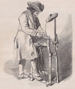 Musée du Louvre, collezione di disegni, Le Remouleur, di Watteau, dal Magasin Pitto..., ca. 1852 da Charles Emile Jacque
