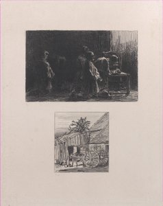 Preghiera sopra, Carro davanti a una casa sotto da Charles Emile Jacque