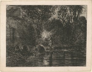 Riva del Fiume di Notte da Charles Emile Jacque