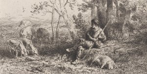 Piccolo branco di maiali, 1864 da Charles Emile Jacque