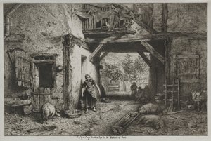 Il cortile della fattoria da Charles Emile Jacque