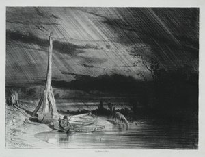 Il pescatore, tempo piovoso, 1847 da Charles Emile Jacque