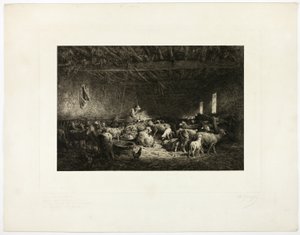 Il grande ovile, tavola orizzontale da Charles Emile Jacque