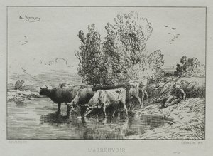 Il luogo di abbeveraggio da Charles Emile Jacque