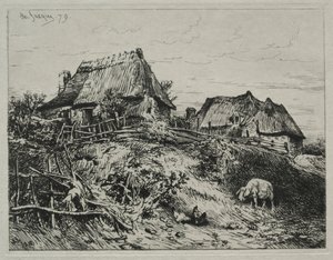 Due cottage su una riva, 1879 da Charles Emile Jacque