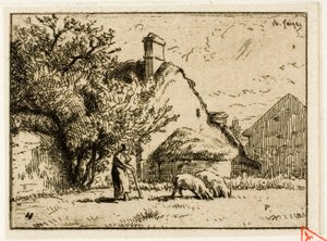 Donna che cura due maiali da Charles Emile Jacque