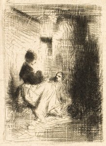 Donna e i suoi bambini da Charles Emile Jacque