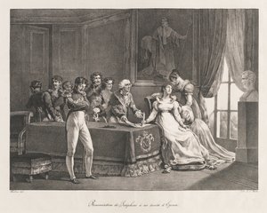 Giuseppina rinuncia ai suoi diritti, inizi XIX secolo (litografia) da Charles Etienne Pierre Motte