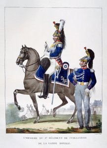 Uniforme del 1° Reggimento di Cacciatori della guardia reale, Francia da Charles Etienne Pierre Motte