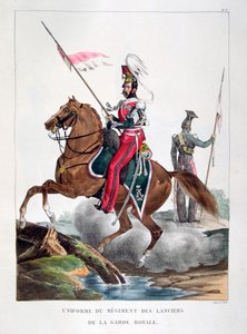 Uniformi di un reggimento di lancieri della guardia reale francese, 1823 da Charles Etienne Pierre Motte