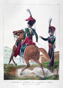 Uniformi del reggimento cacciatori a cavallo della guardia reale francese da Charles Etienne Pierre Motte