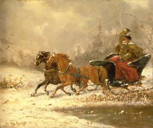 Ritorno a casa in inverno da Charles Ferdinand De La Roche