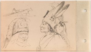 Studi di Palaneapape (Colpito-da-Ree o Colpito-da-Arikara) e un cane con travois (foglio 21 verso) da Charles Ferdinand Wimar