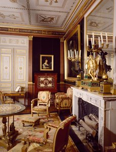 Il salone dei visitatori e ritratto a sinistra della Regina Ortensia, Château de Malmaison a Rueil-Malmaison da Charles and Fontaine Pierre Percier