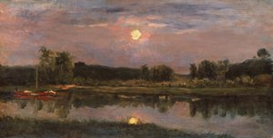 Paesaggio fluviale al chiaro di luna, c.1855