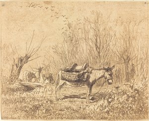 Asino in un campo da Charles Francois Daubigny