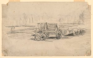 Disegno, Un carro agricolo, 1850 ca. da Charles Francois Daubigny