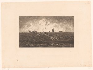 Paesaggio con pastore e pecore durante un acquazzone da Charles Francois Daubigny