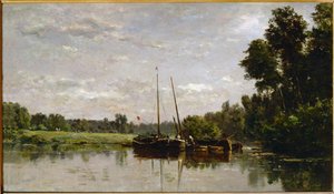 Les peniches - le chiatte ... da Charles Francois Daubigny