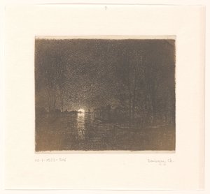 Veduta notturna di un lago