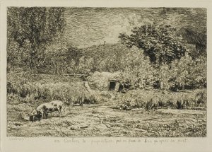 Maiale in un frutteto da Charles Francois Daubigny
