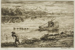 Ragazzo di bordo che tira la corda (Hauling on the Rope) da Charles Francois Daubigny