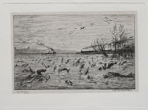 Il Viaggio in Barca: Gioia dei Pesci alla Partenza del Mozzo (I Pesci) da Charles Francois Daubigny
