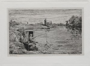 Il Viaggio in Barca: Il Mozzo che Pesca (Pesca con la Lenze) da Charles Francois Daubigny