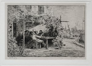 Il Viaggio in Barca: Il Pranzo prima di Imbarcarsi ad Asnières da Charles Francois Daubigny
