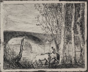 Il Ponte, impressione originale 1862, stampato nel 1921 da Charles Francois Daubigny