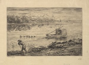 Il mozzo traina la barca da Charles Francois Daubigny