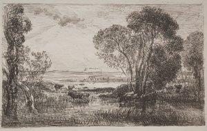 La macchina idraulica, impressione originale 1862, stampata nel 1921 da Charles Francois Daubigny
