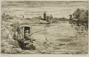 Il ragazzo della nave a pesca (Pesca con la lenza) da Charles Francois Daubigny