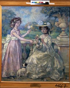 Due ragazze su una terrazza da Charles Francois Prosper Guerin