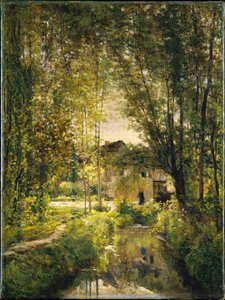 Charles-François Daubigny, 1877c - Paesaggio con ruscello illuminato dal sole da Charles Francois Daubigny