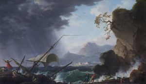 Un naufragio su una costa rocciosa da Charles François Grenier de Lacroix