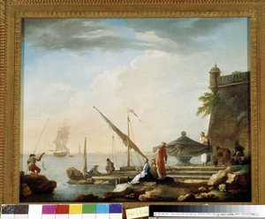Porto mediterraneo alla fontana da Charles François Grenier de Lacroix