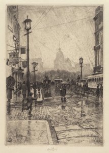 Giorno di pioggia, Broadway, probabilmente 1890 da Charles Frederick William Mielatz
